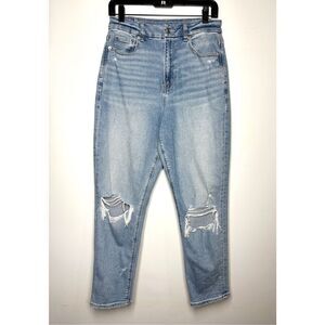 American Eagle Curvy Mom Jean Distressed Stretch Light Wash High Rise Women 6